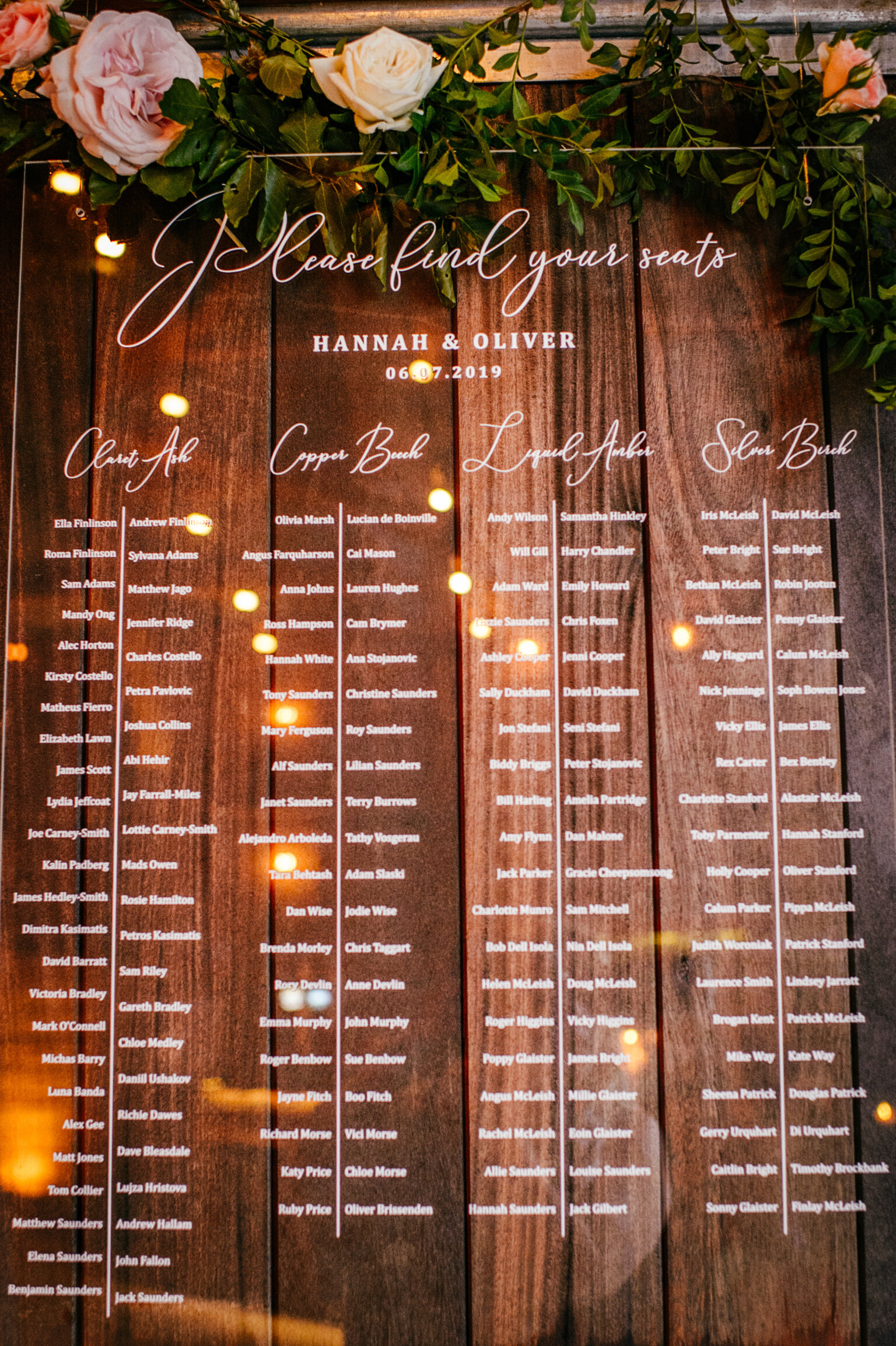 Banquet Style Design Perspex Table Plan